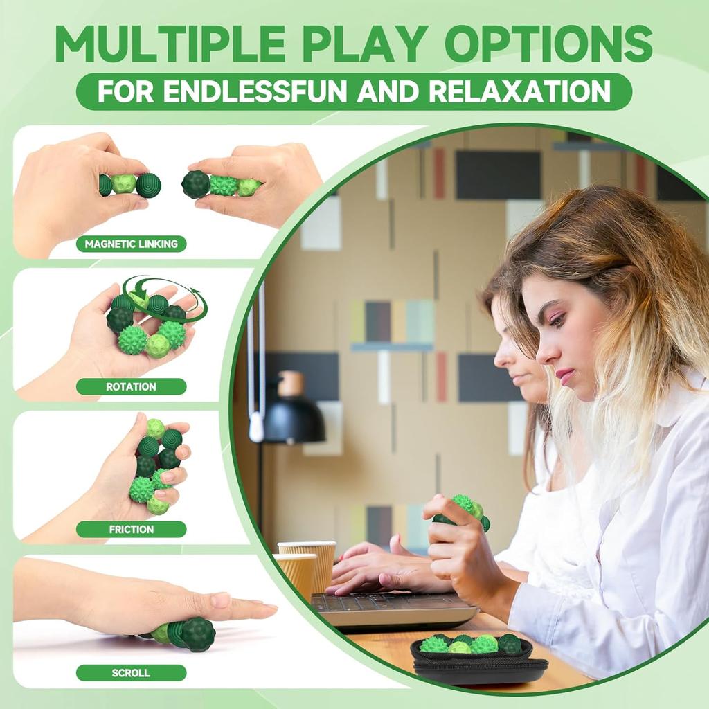 2-8PCS Silicone Magnetic Sensory Ball Fidget Toy Worry Ball Autism Calming Fidgeting Toy Adult Anxiety Relief Stress Sensory Toy