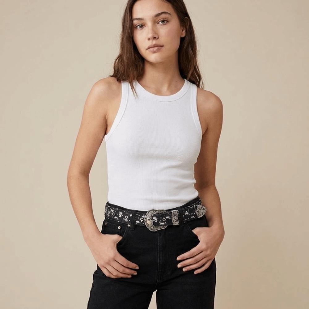 Korean Style Sequin Belt Harajuku Denim Wide Belt Casual Metal Buckle Belt  Jeans