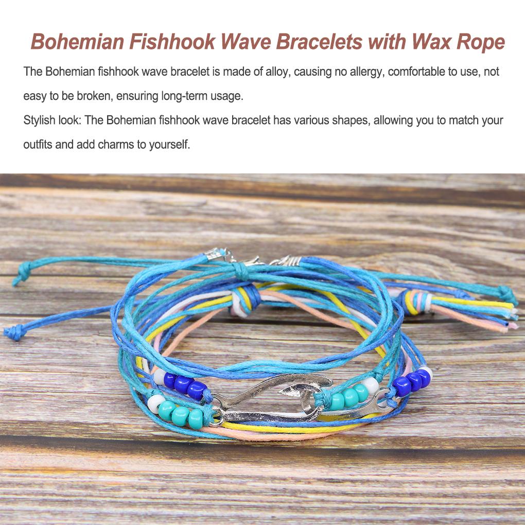 Bohemian Bransoletki z Haczykiem w Kształcie Fali Ręcznie Tkany Łańcuszek Biżuteria na Rękę Modne Dodatki Dekoracyjne dla Kobiet i Dziewcząt