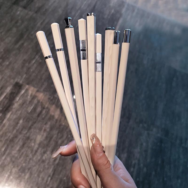 Huazao Baijia WQ Minimalist Alloy Chopsticks Set B-Style 5 Pairs