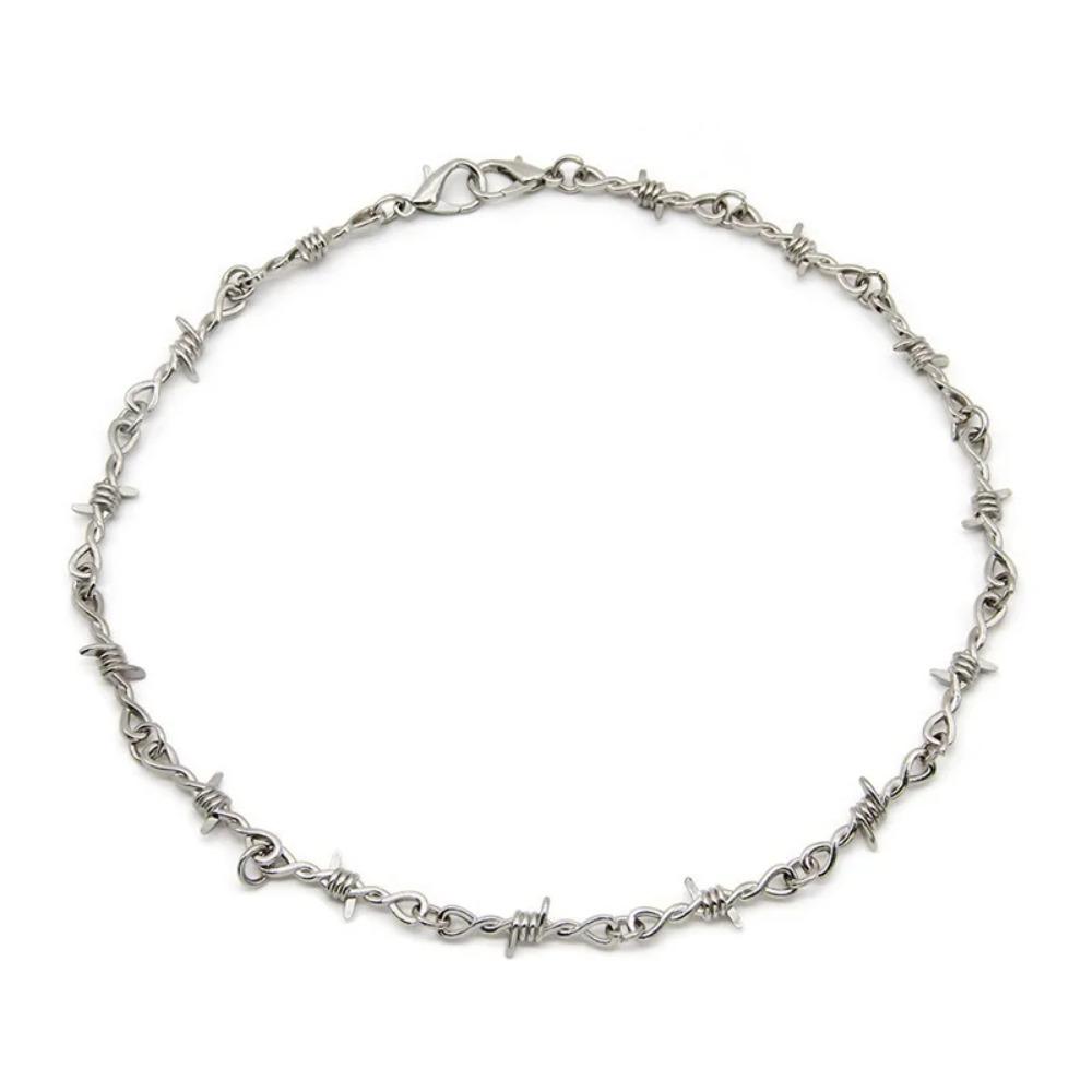 Fashion Iron Unisex Choker Necklace Women Hip-hop Gothic Punk Barbed Wire Little Thorns Chain Choker Jewelry Gifts