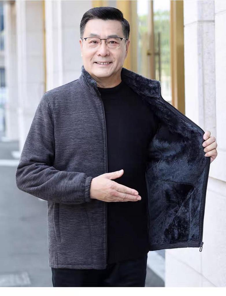 Men’s Winter Fleece Outerwear: Plus Velvet Sweatshirts for Middle-Aged and Elderly Dads and Grandpas