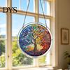 Stained Glass Puzzle Round Acrylic Suncatcher Puzzle, UV Printed Window Hanging Decor Educational Game 7.48 Inch DIY Craft Light Catcher Ornament for