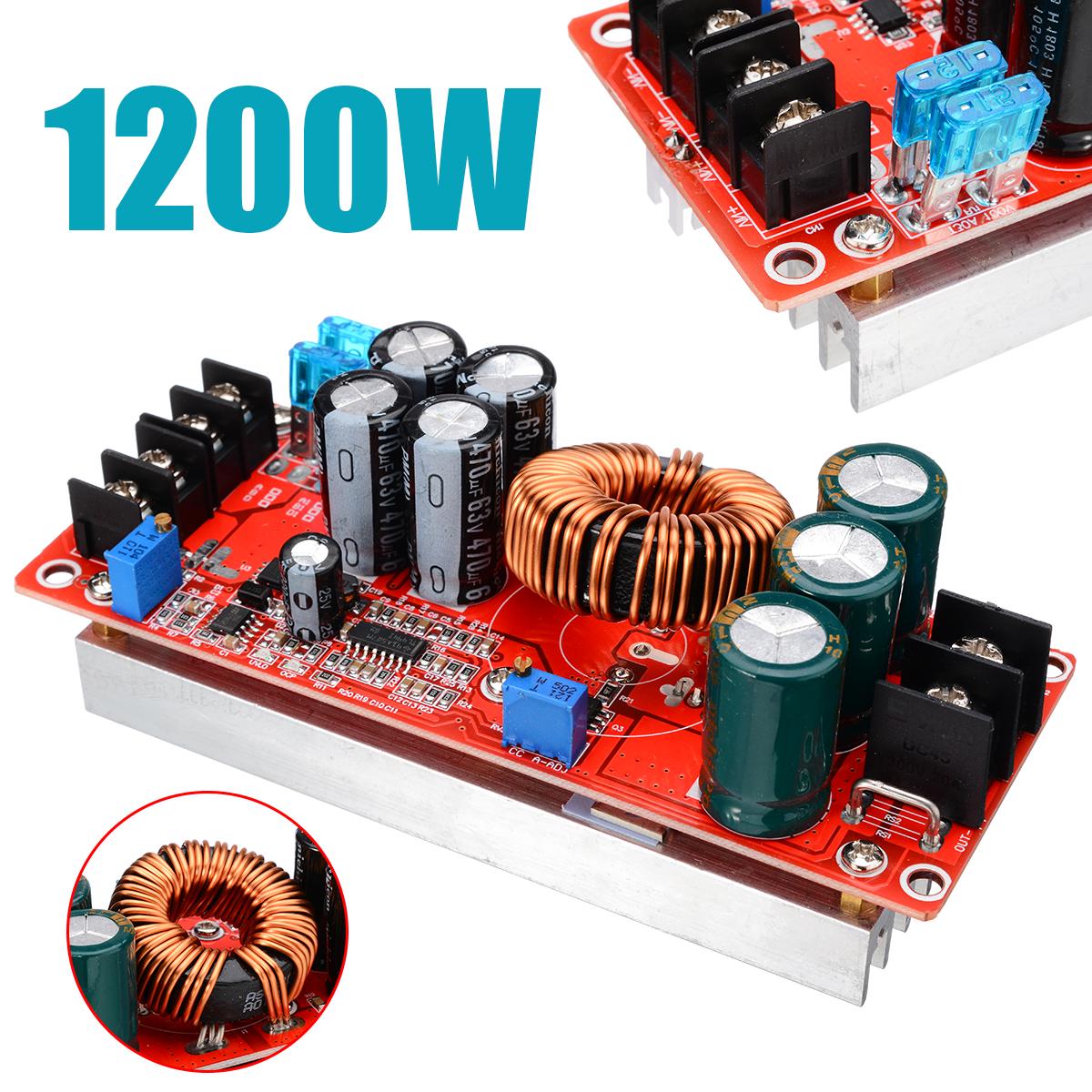

Mayitr 1pc Новый 1200W 20A DC преобразователь Boost Модуль питания Шаг вверх в 8-60V 12-83V
