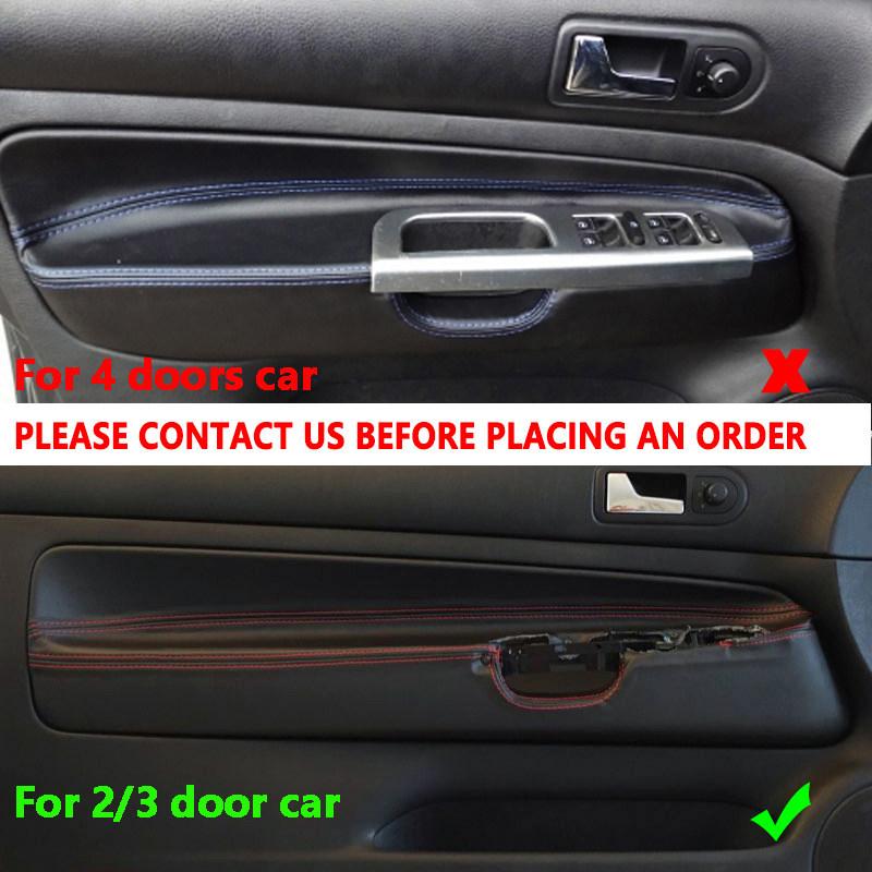 For VW Golf 4 MK4 1998 1999 2000 2001 2002 2003 2004 2005 only 3 doors Car Suede Leather Cover Door Armrest Protective Trim LHD