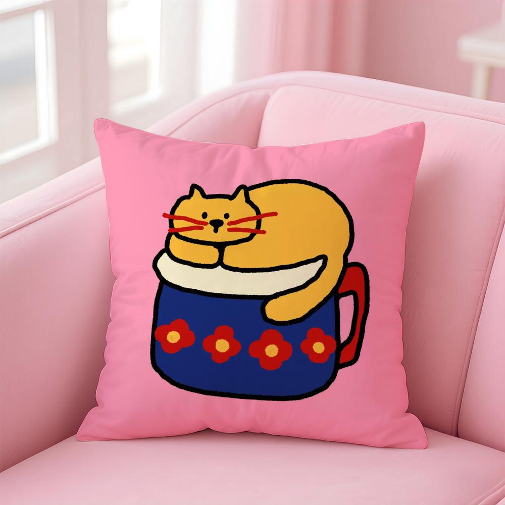 

Happy Dog Funy Abstract Art Cushion Cover Linen Pillowcase Cover Soft Decor for Sofa Home Room 30X30cm