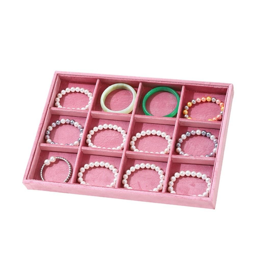 Storage Pink Earring Display Tray Stackable Rectangular Fabric Jewelry Box  Ring