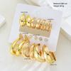 17KM 9 Piece Water Leaf Earrings Set Fashion Jewelry Women Trendy Shiny Daily Party Accessory Decorative Gift Idea For Her