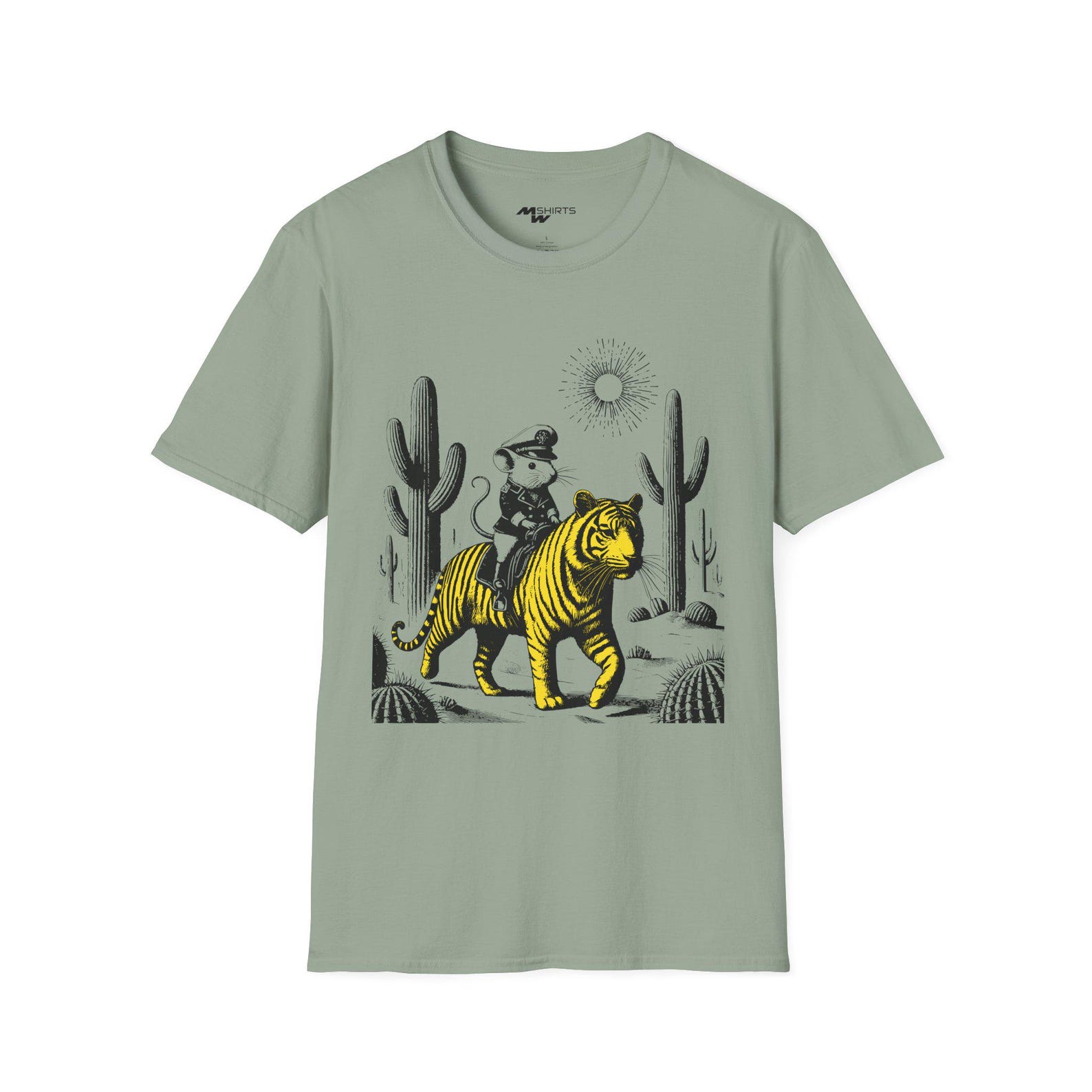 Adventure Awaits T-Shirt: Mouse Riding Tiger Graphic Tee 4XL