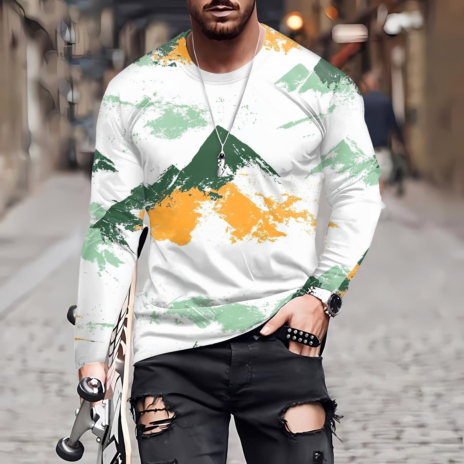 

Муж. Футболка Круглый вырез Одежда Одежда На открытом воздухе Длинный рукав С принтом Модельер Винтаж XXXXL белый