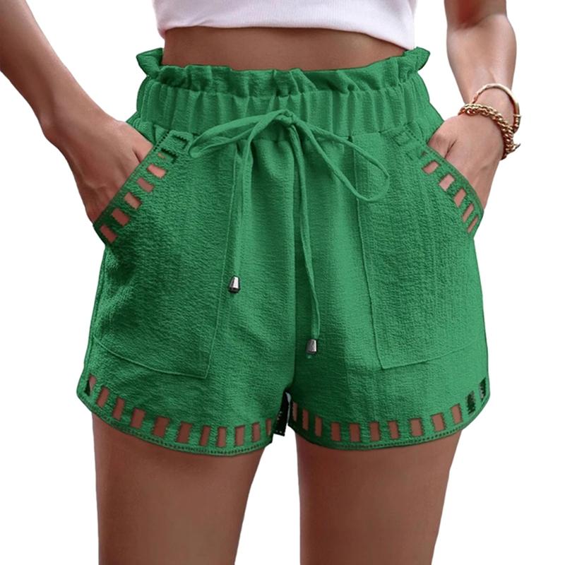 Women's Solid Color Casual Shorts Summer Lace-up Shorts
