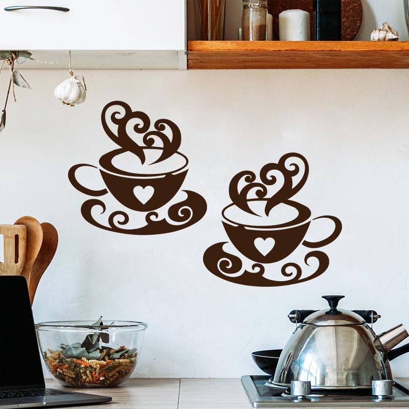 Coffee Cup Creative Wall Sticker Bedroom Living Room Restaurant Cafe Background Decorative Wall Sticker
