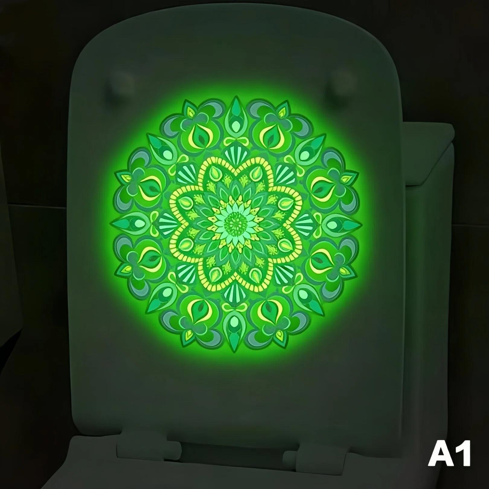 

Glow-In-The-Dark Mandala Toilet Sticker Luminous Wall Sticker Self-Adhesive Removable Decals Car Sticker Home Decoration A1