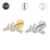 F136 Titanium Marquise Zircon Lip Stud with Internal Thread for Ear Cartilage Piercing.