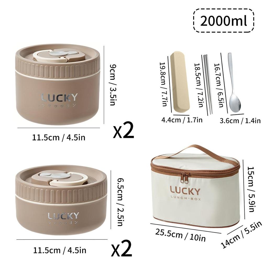 18/8 Stainless Steel Thermal Food Container Bento Lunch Box Set, Portable Keep Warm Lunch Container With Insulated Bag