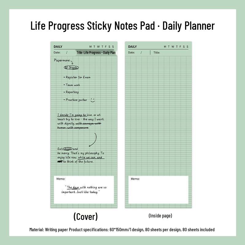PaperMore Life Progress Series Writable Sticky Notes - Simple Memo & Check-in List