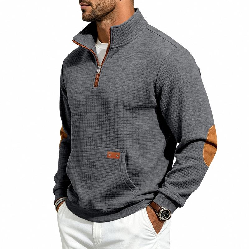 Men's Vintage Half Zip Sweatshirt Stand Collar Relaxed Fit Casual Autumn Winter Pullover