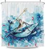 Funny Cat Shower Curtain Long Cute Fun Cool Riding Whale Ocean Wave Anime Kids Beach Nautica Theme Sea Fish Hilarious Bathroom