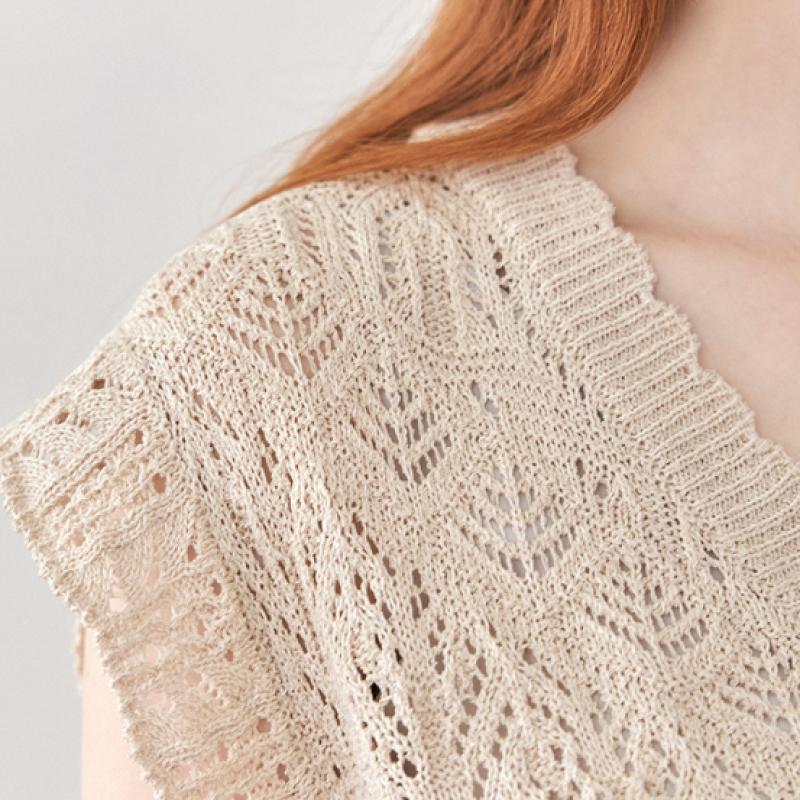 MAXZA Crochet Knitting V Neck Vest zb08Vt601