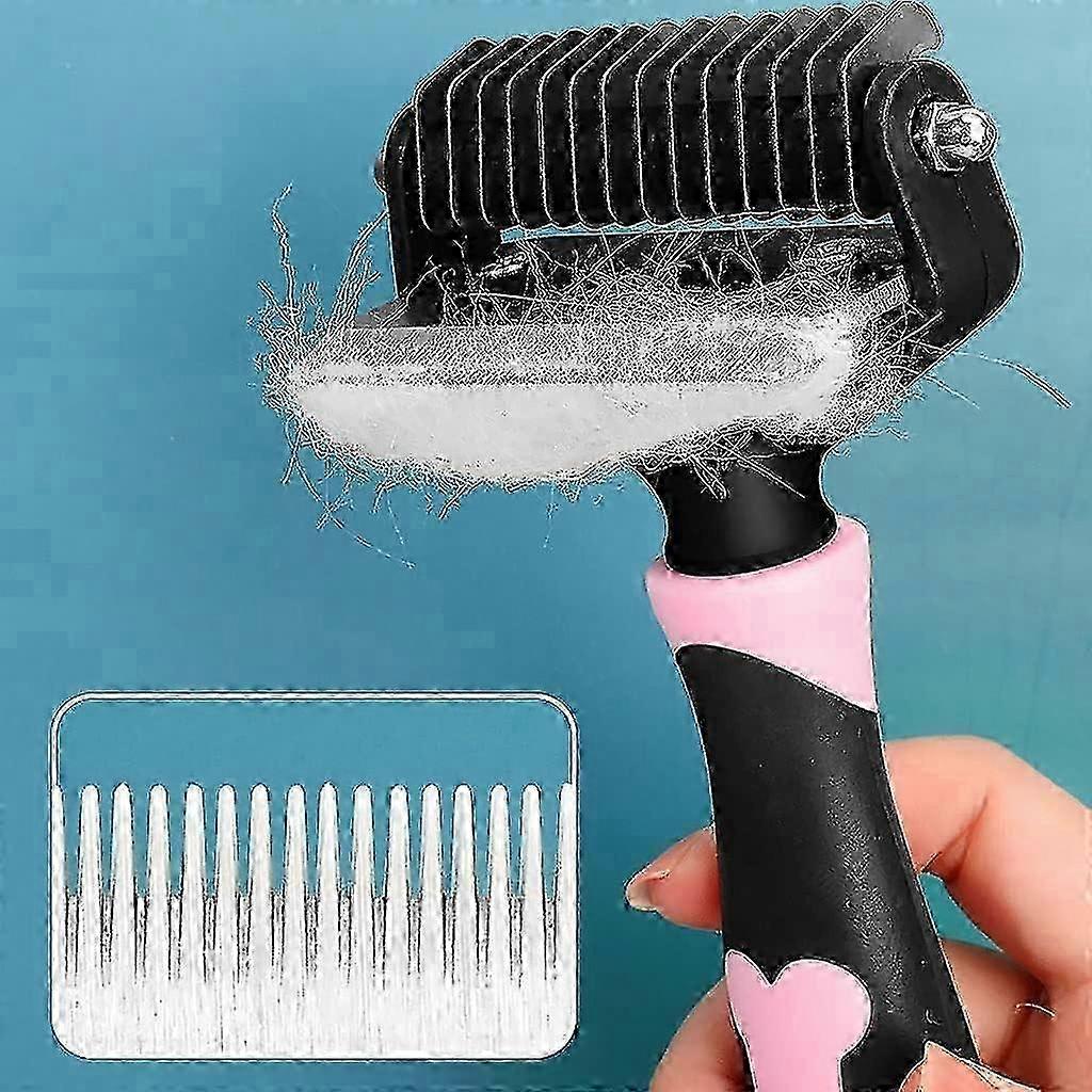 2025 Professional Undercoat Rake Brush for Dogs Cats, PainFree Pet Grooming Rake, Removes Loose Hair