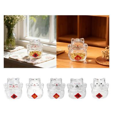 Borosilicate Glass Cat Shape Money Jar Versatile Cute for Birthdays, New Year