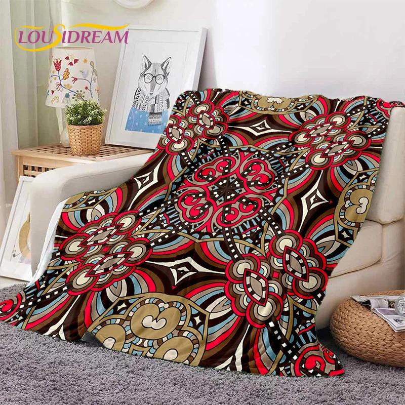 Turkey Persian Bohemian Mandala Flower Soft Flannel Blanket for Bed Bedroom Sofa Picnic,Throw Blanket for Outdoors Leisure Gift
