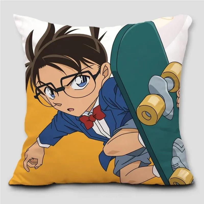 Garip Soyguncu Kidd Conan Yastık Adı Dedektif Conan Kudo Shinichi Gri Baskılı Yastık Kılıfı