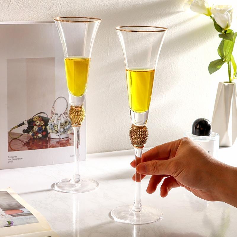 2pcs Light Wind · No Light Luxury Phnom Penh Crystal Glass Wine Glass Cocktail Champagne Glass Decanter Set