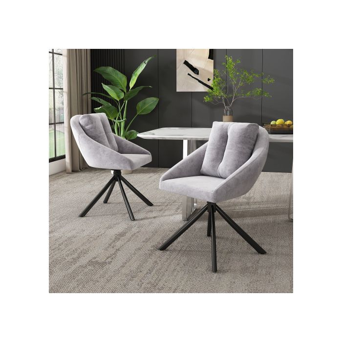Chaise De Salle À Manger - MUVOE - Pivotante - Velours Gris - Ergonomique - Design Moderne