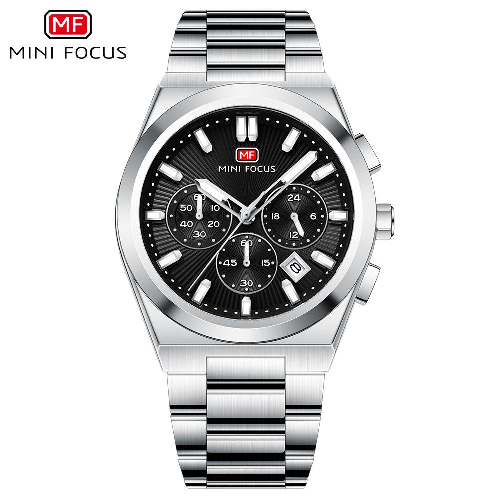 Fashion Men's Business Watches Yellow Green Dial Stainless Steel Strap Luminous Wateproof Quartz Wristwatch with Calendar