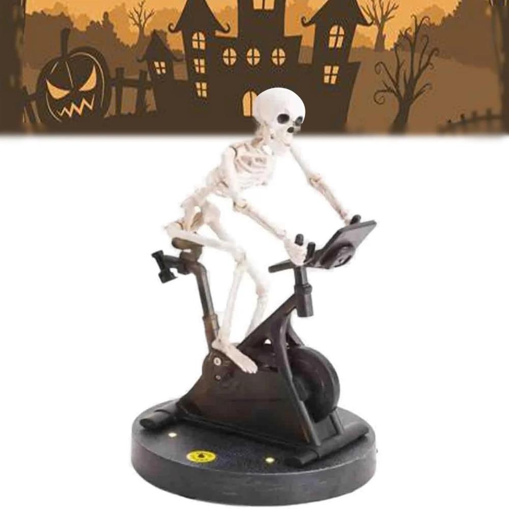 Animated Skeleton Riding Bike Resin Funny Animatronic Skeleton Decorative Novelty Skeleton Halloween Decor Party Favors