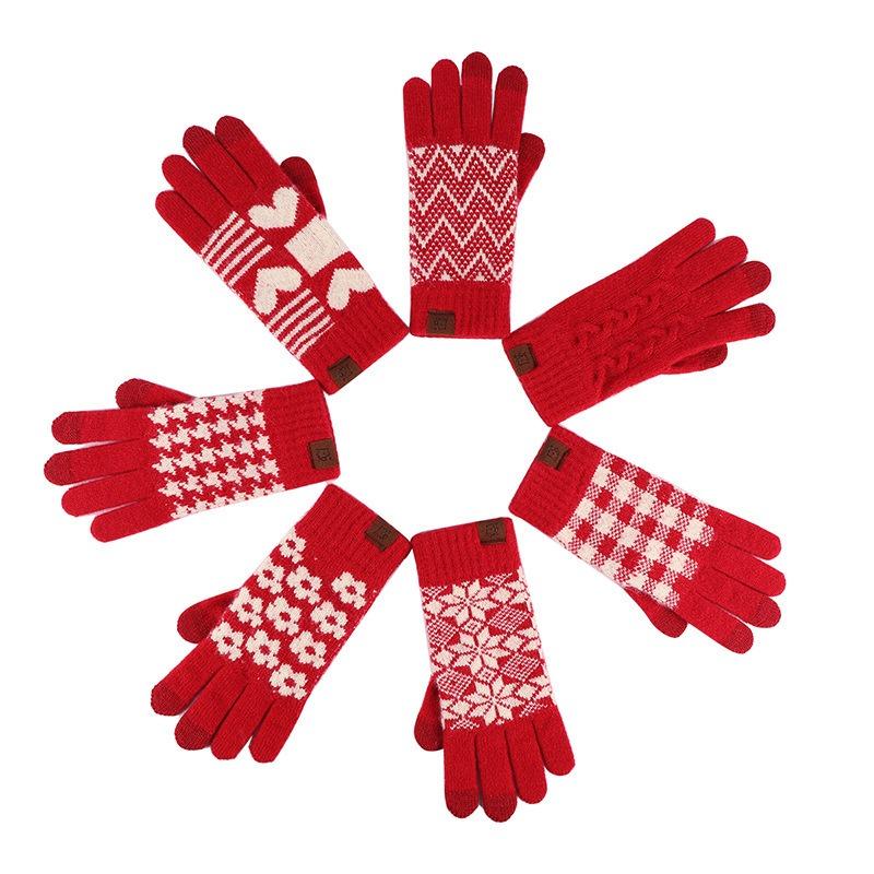 New Festival Festive Life Red Gloves Winter Warm Gloves Gloves Outdoor Riding Padded Gloves