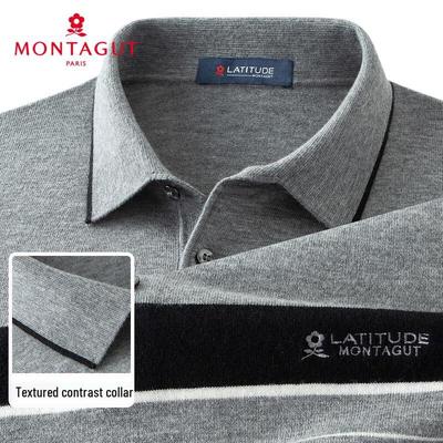 MONTAGUT Pánský pruhovaný polo svetr s barevnými bloky