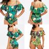 One Woman Piece Swimsuit Ruffles Floral Printed Monikini Padded Bathing Suit