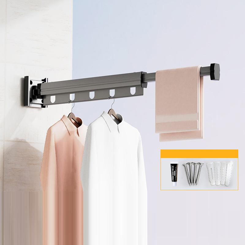 Folding Balcony Clothes Drying Rack Retractable Window Laundry Hanger Rod for Home