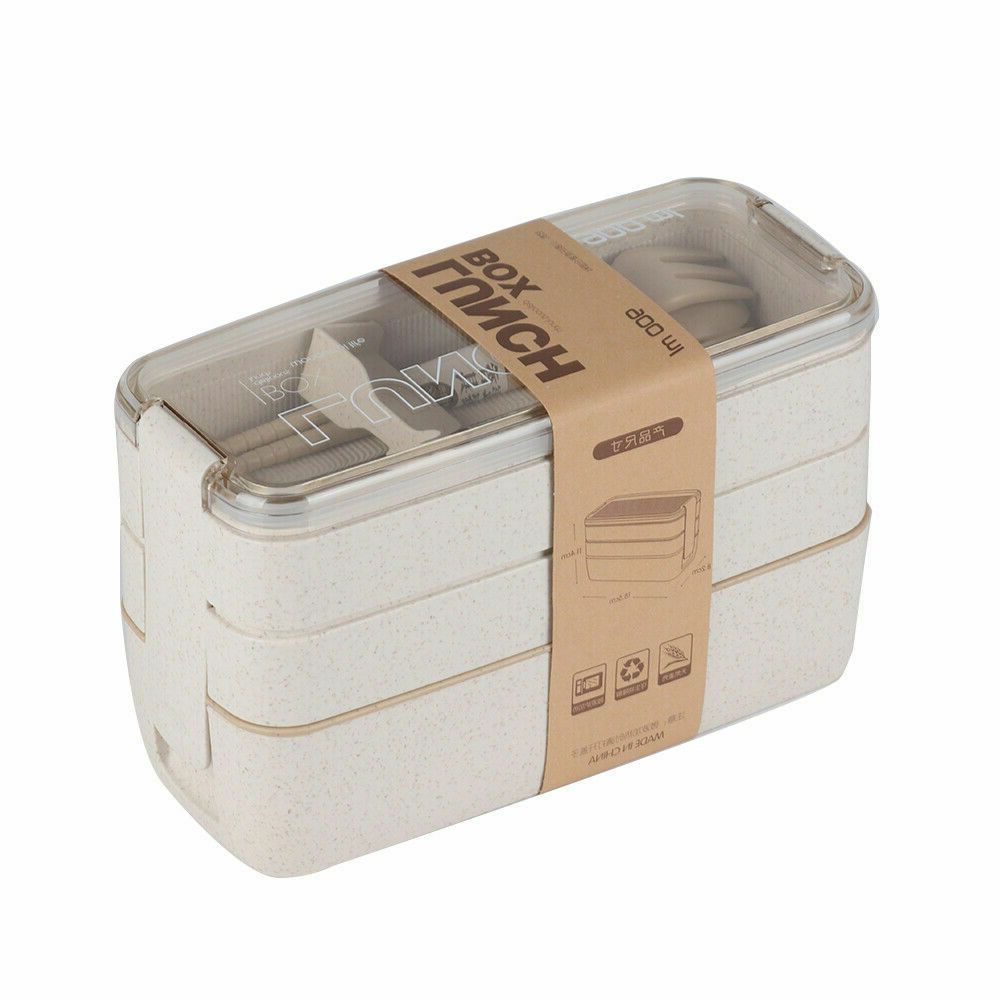 

Набор посуды для микроволновой печи, ложка, вилка, бенто, ланчбокс для хранения еды, посуда, ланч-бокс бежевый