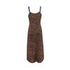 New Women's V-neck Sleeveless Maxi Dress, Leopard Butterfly Print Suspender Long Dress