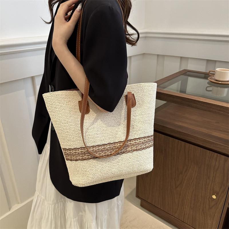 Chic Xl Bucket Style Tote Bag For Spring Summer Fashion Soft Weaved Material Available In Cream