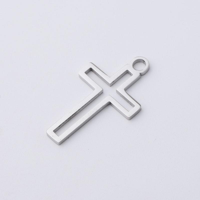 Trendige Edelstahl Aussparungs-Kreuzanhänger Hip-Hop Halskette für Damen