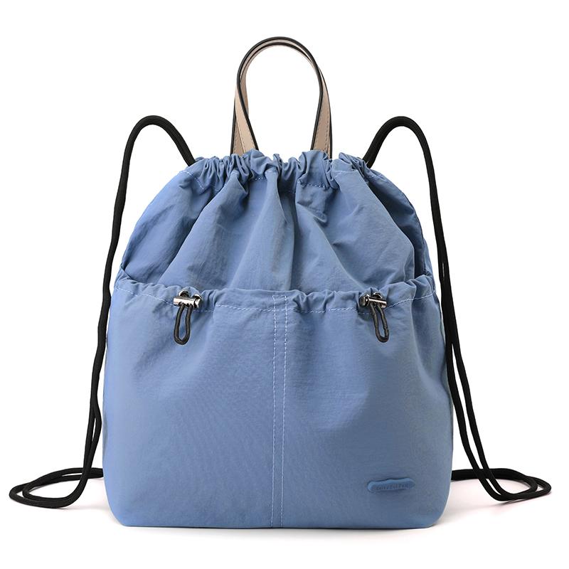 

New Japanese And Korean Drawstring Women s Backpack Trendy And Versatile, Lightweight And Compact Nylon Handbag For Women синий