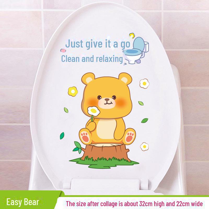 Waterproof Cute Cat Toilet Cover Stickers - Funny, Self-Adhesive, Personality Decor for Bathroom Walls