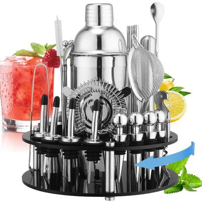 33 Pieces Stainless Steel Mixer Cocktail Shaker Shaker Storage Rack Boston Mixer Set