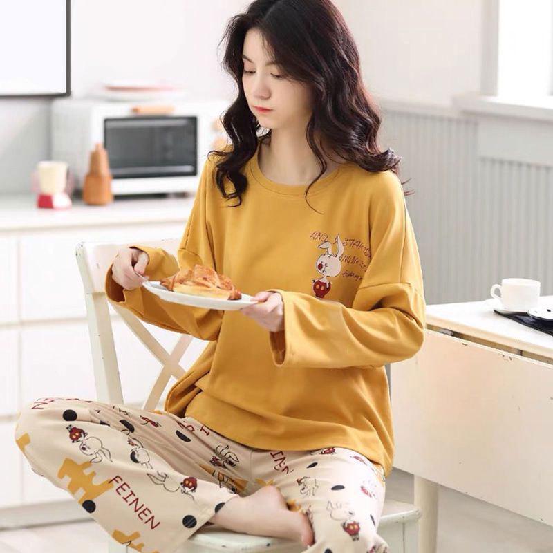 Women's Long Sleeve Cotton Pajama Set - Spring & Autumn Casual Wear
