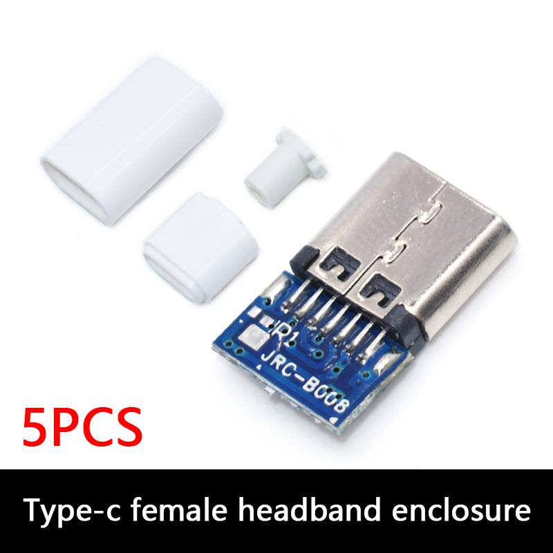 5PCS Type-C USB 3.1 16Pin Connector, Male/Female Socket with 56K Resistor for Soldering Wires & PCB Projects