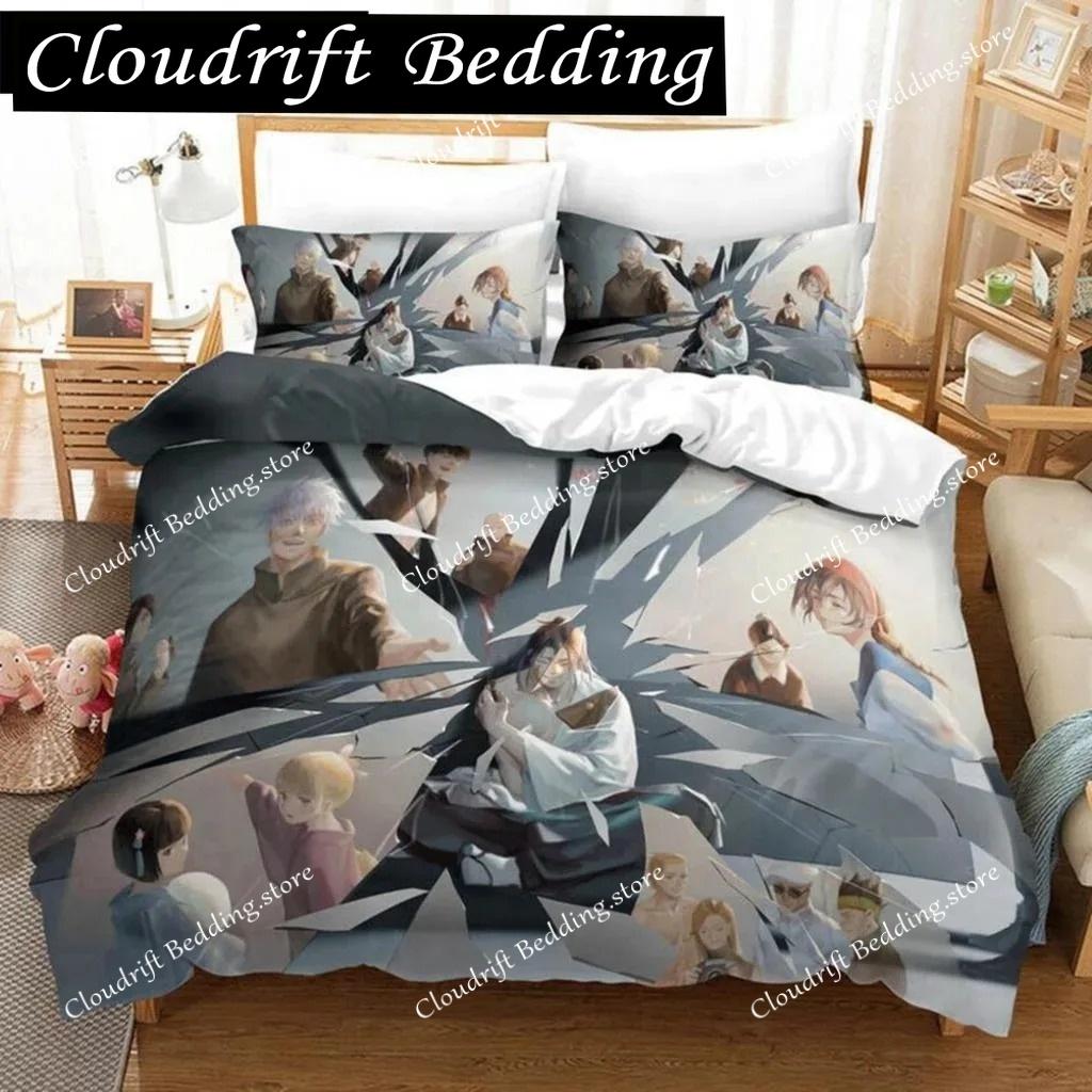 Jujutsu Kaisen Japan Anime 3D Gedrucktes Bettwäsche-Set King Bettbezug Kissenbezug Deckenbezug Bettwäsche Bettbezüge