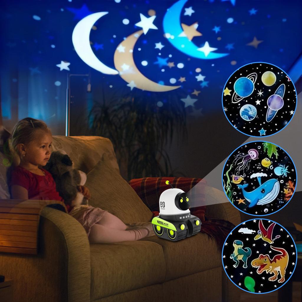 Robot Sky Projector Lamp, With 11 Exquisite Light Sheets, Children's Room Decoration Toys, Birthday Gifts And Surprises For Children