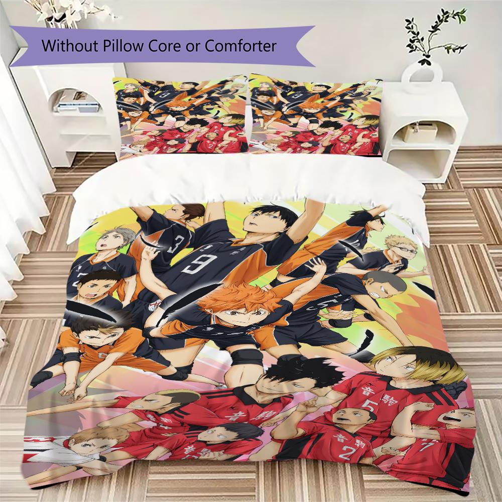 Haikyu!! Anime Pattern Bedding uilt Set uilt Cover Pillowcase Home Decoration Birthday Gift (1 * duvet cover + 2 * pillowcase  without core)53