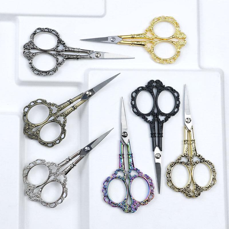 Retro Plum Blossom Stainless Steel Multi-purpose Scissors for Embroidery, Tea Bags, Sewing, and Office Use.