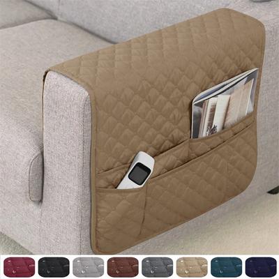 1PC Water Repellent Sofa Armrest Covers Plaid Recliner Armrest Protector with Storage Bag for Living Room Furniture Slipcover