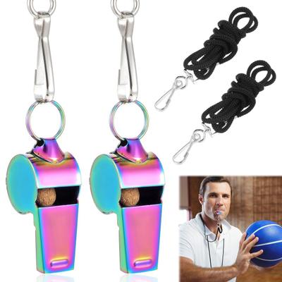 1Pc/2Pcs Sport Pfeife Edelstahl Pfeife mit Lanyard Laut Knackigen Sound Pfeife
